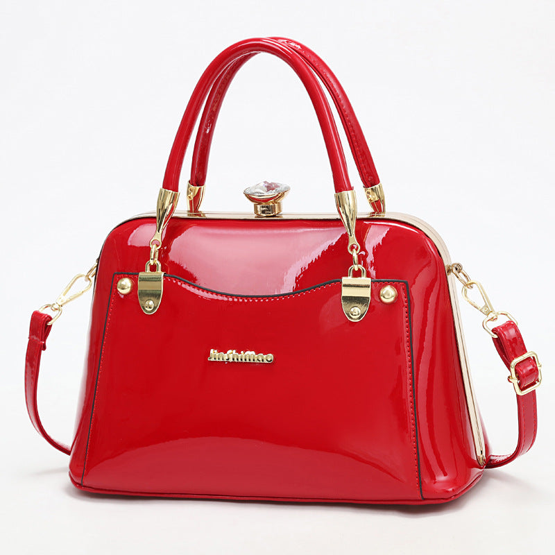 New Popular Bright Leather Steel Frame Fashion Handbag