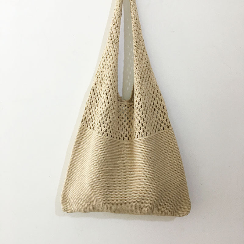 Avocado Green Knit Tote One-Shoulder Sweater shopping Bag
