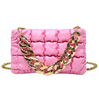 European And American Lattice Thick Chain Portable Small Square Bag