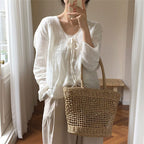 Fashion Simple Casual Hollow Straw bucket Bag