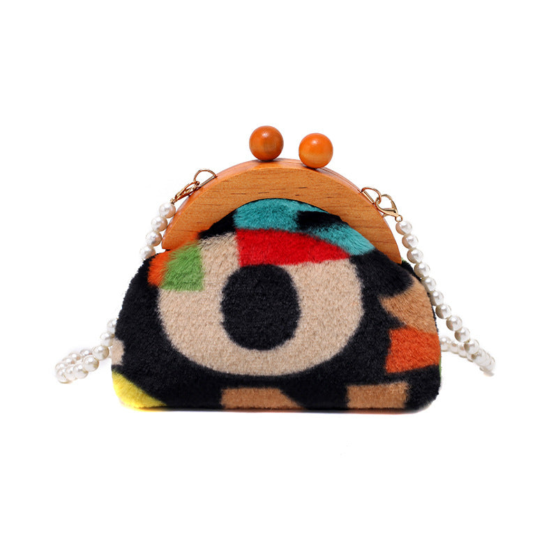 New Pearl Chain Clash-colored Single Shoulder Bag For Women