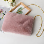 Women's Plush Briefcase Square Chain File Bag