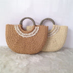 Hand-stitched shell bag round handbag