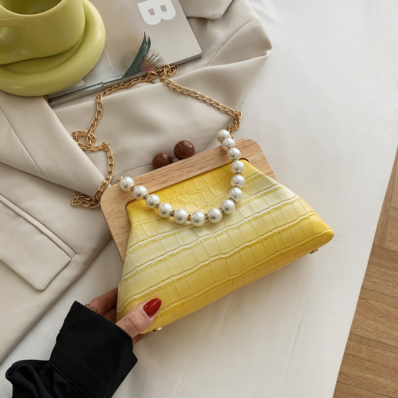 Stone Pattern Pearl One-shoulder Messenger Small Square Bag