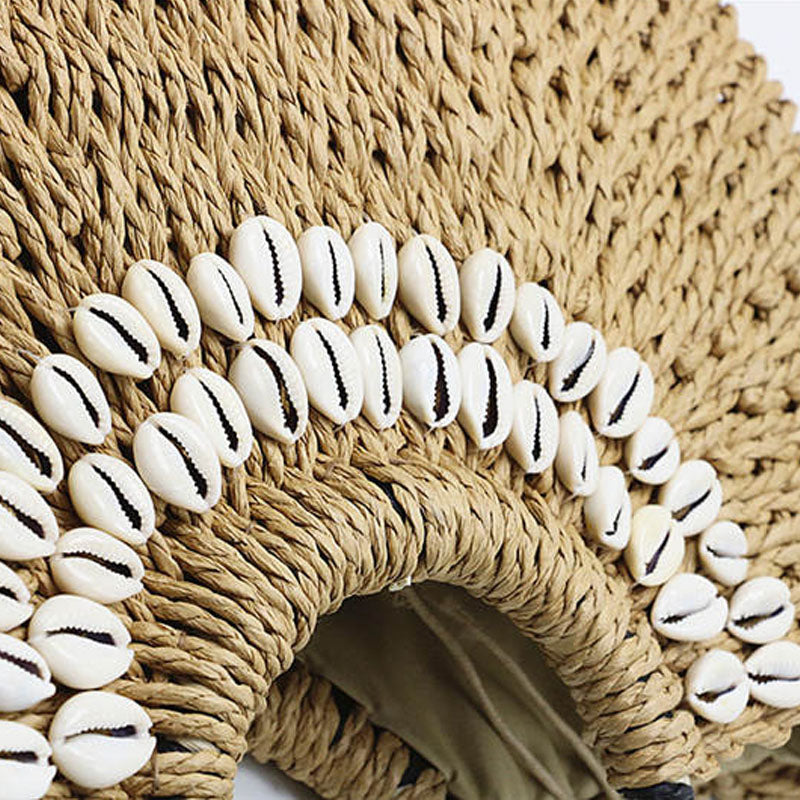 Hand-stitched shell bag round handbag