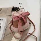 One-shoulder hairy bucket bag