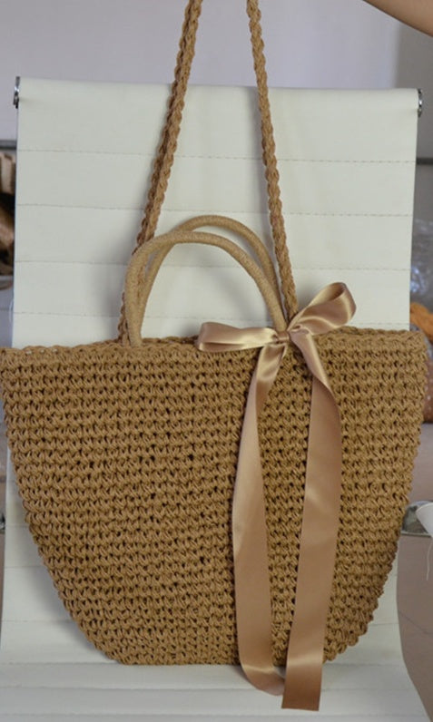 New straw bag shoulder portable handbags beach woven straw bag version of the tide female fire package