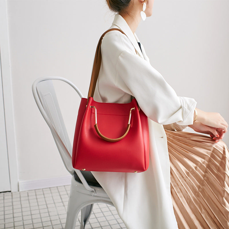 Women Handbag Large Capacity Casual Tote Bag Lady Messenger Shoulder Bag Solid Color Bag