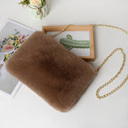 Women's Plush Briefcase Square Chain File Bag