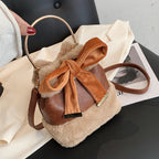 One-shoulder hairy bucket bag