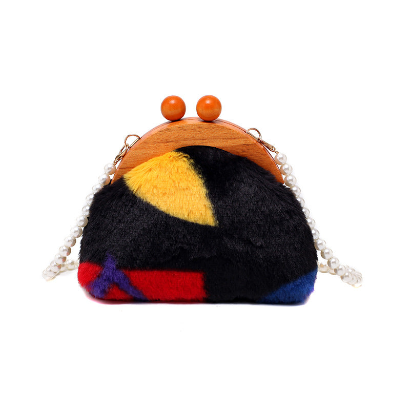 New Pearl Chain Clash-colored Single Shoulder Bag For Women