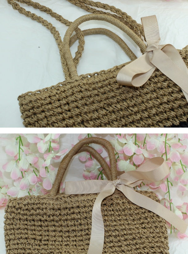 New straw bag shoulder portable handbags beach woven straw bag version of the tide female fire package