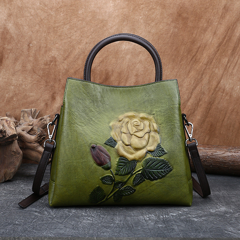 Hand-rubbed color handbag