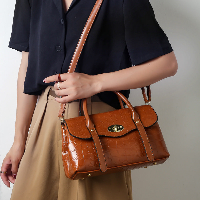 Ladies One Shoulder Handheld Fashion Embossed Big Bag
