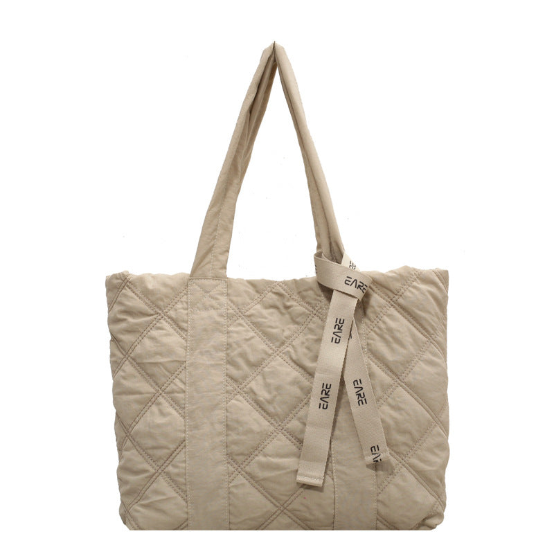 Women's Winter New Silk Scarf Rhombus Large-capacity Padded Shoulder Bag