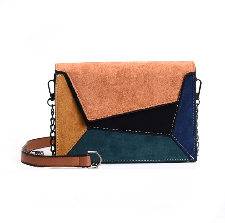 autumn new color personality stitching crossbody bag simple shoulder diagonal package frosted small square bag