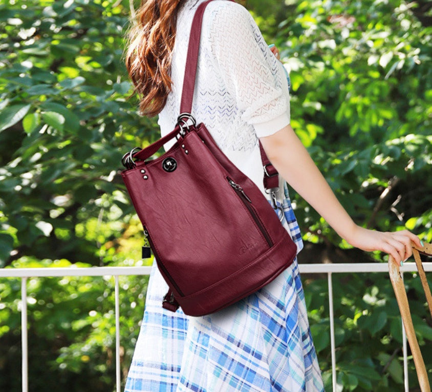 PU leather bucket bag pack