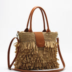 Women's Woven One Shoulder Messenger HandBag