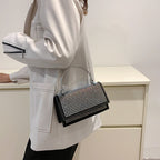 Chain Crossbody Bag Women Handbag Glitter Crystals Plain Daily Silver Black Shoulder Bag