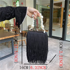 Pearl Chain Bag Fringed Small Square evening Bag
