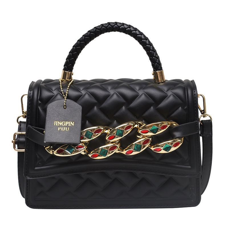 Vintage Diamond Color Diamond Chain Shoulder Bag