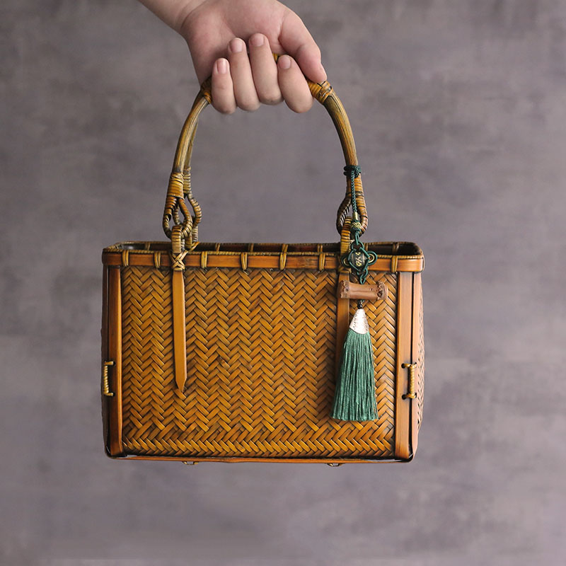 Bamboo Weaving Literary Youth Ceremony Storage Handbag