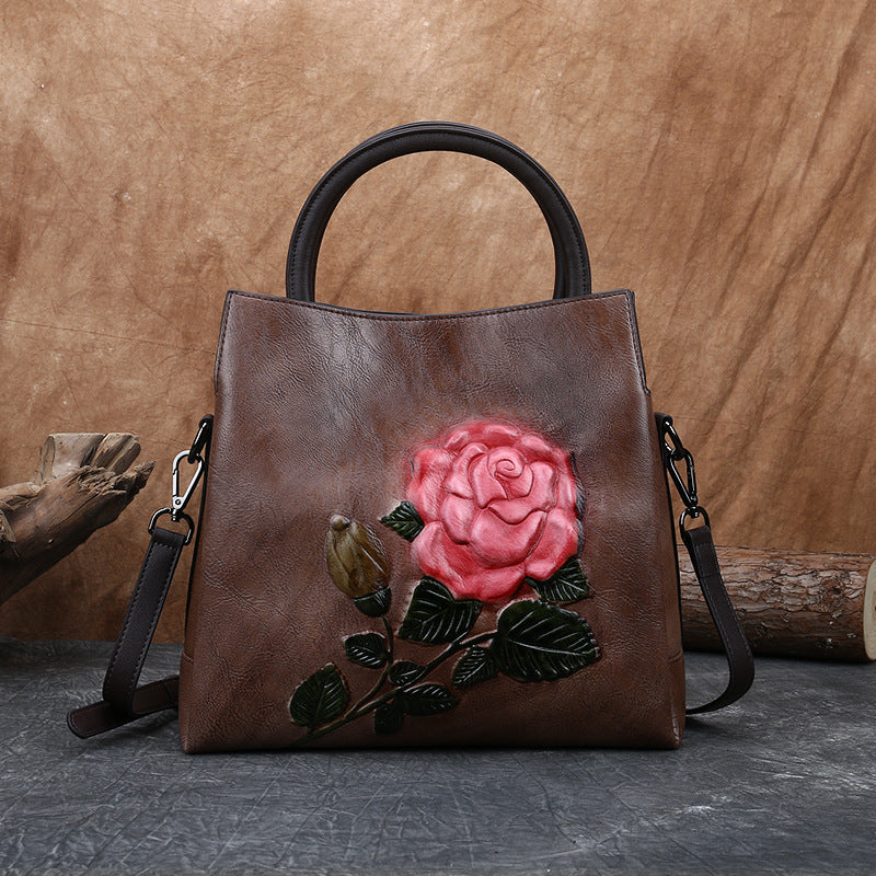 Hand-rubbed color handbag