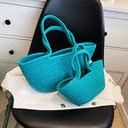 Cotton Woven One hand Portable Large Capacity Bucket Women's Bag