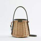 Beach Simple Rattan Shoulder Messenger bucket Bag