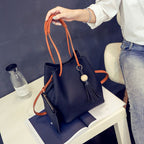 new bucket bag bag wooden beads mother bag fringed fashion handbag cross single shoulder bag