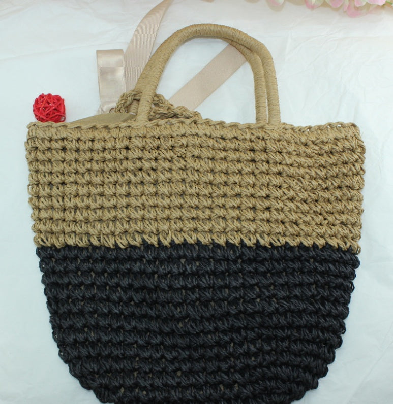 New straw bag shoulder portable handbags beach woven straw bag version of the tide female fire package