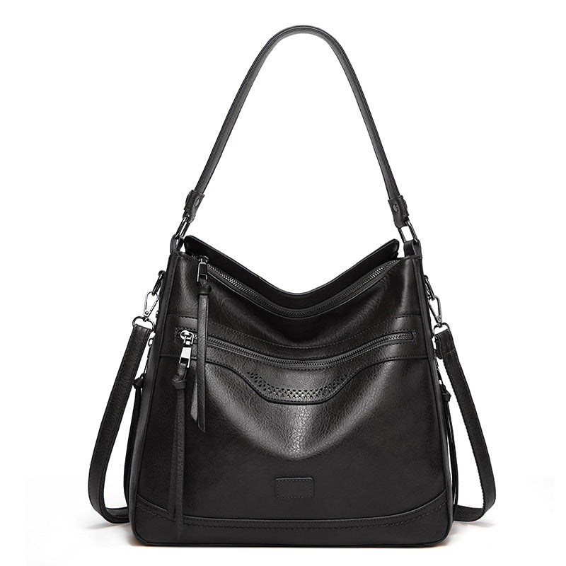 One Shoulder Vintage Tote Bag In Soft Leather