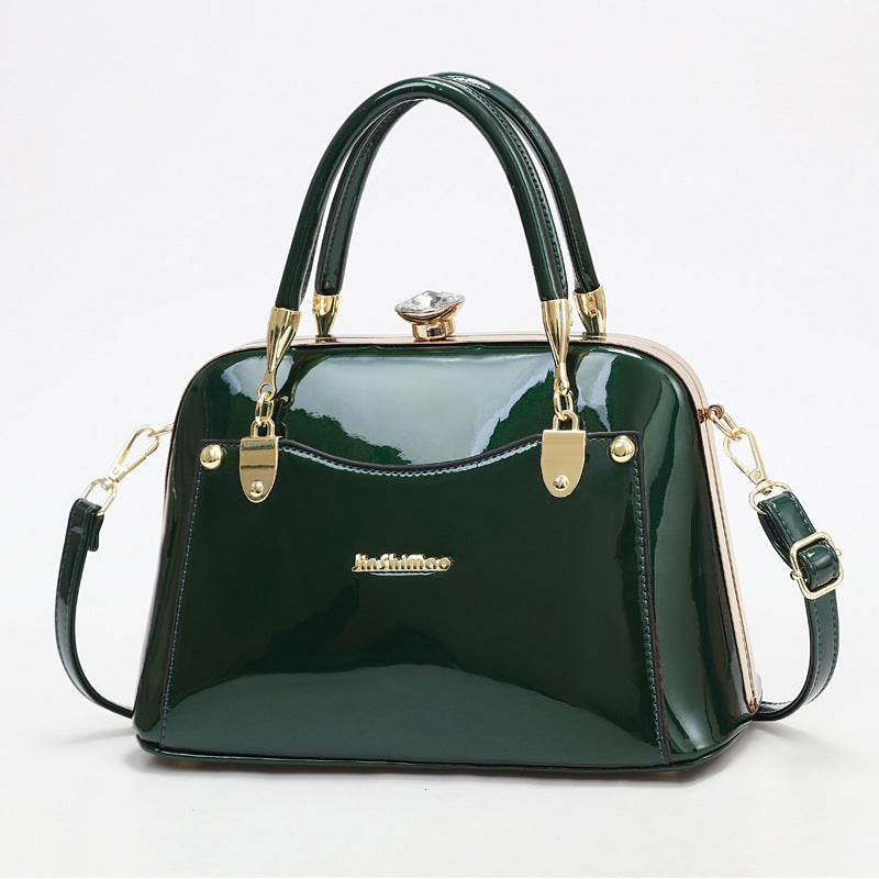 New Popular Bright Leather Steel Frame Fashion Handbag