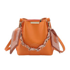 Leather crossbody Tote Bag with Chain Sling Handle