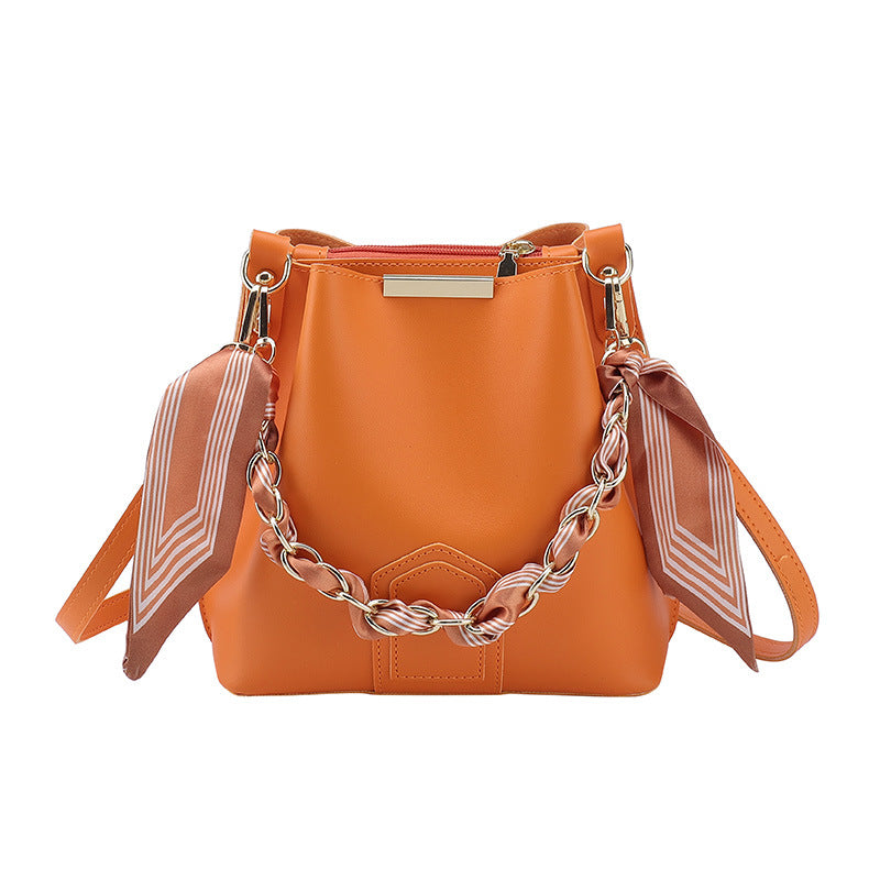 Leather crossbody Tote Bag with Chain Sling Handle