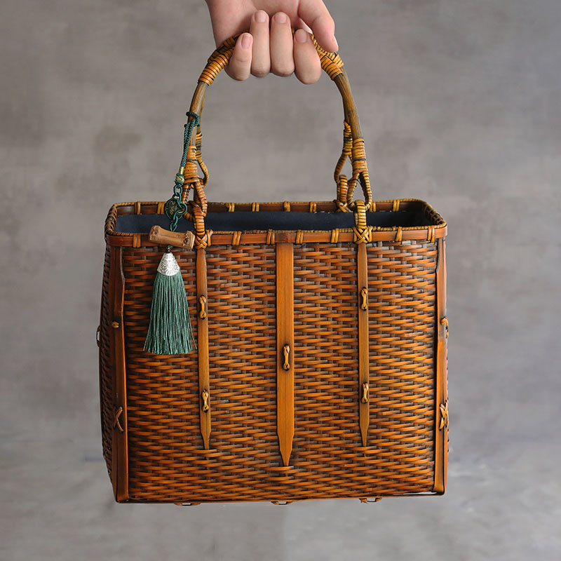 Bamboo Weaving Literary Youth Ceremony Storage Handbag