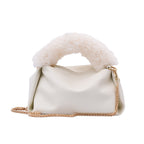 Fashion Solid Color One-shoulder Chain Plush Handbag