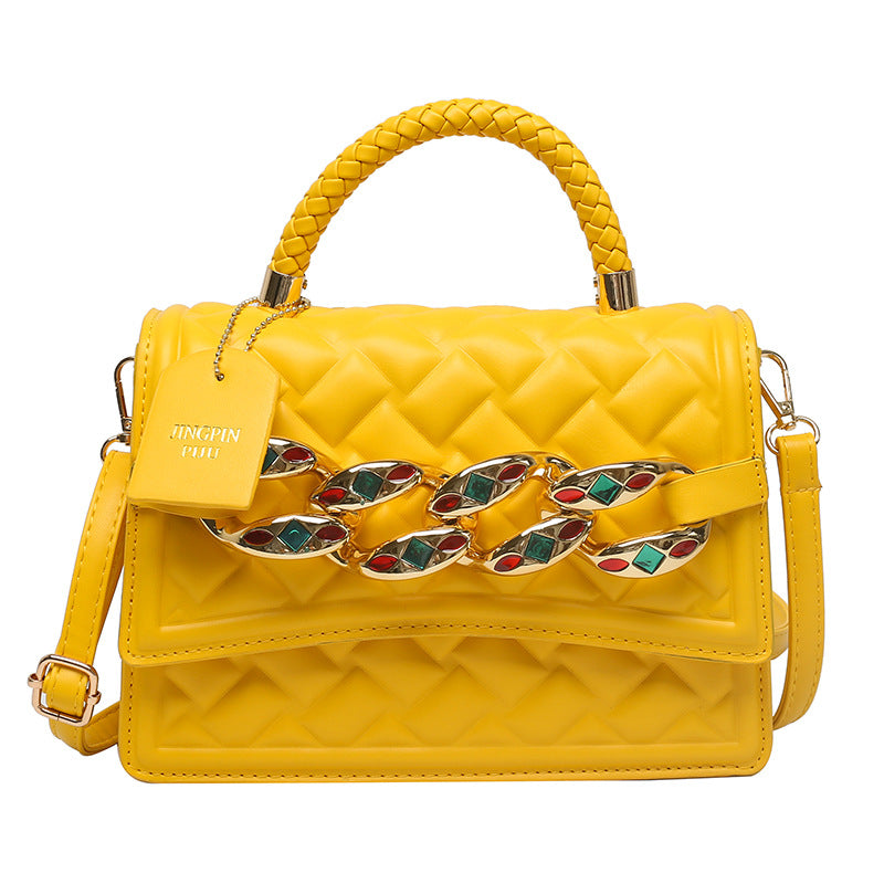 Vintage Diamond Color Diamond Chain Shoulder Bag
