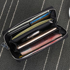 Men's Zipper Multi-card Cross Pattern Clutch