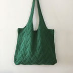 Avocado Green Knit Tote One-Shoulder Sweater shopping Bag