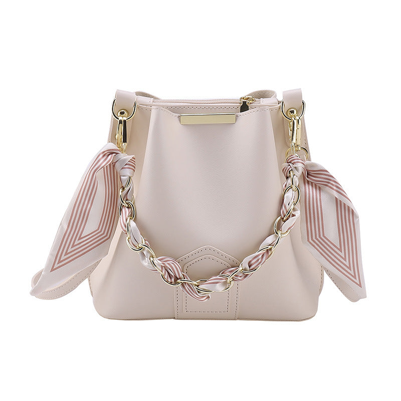 Leather crossbody Tote Bag with Chain Sling Handle