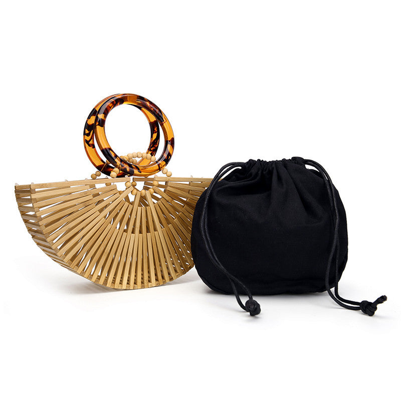 Bamboo Woven Acrylic Portable Retro Beach handBag