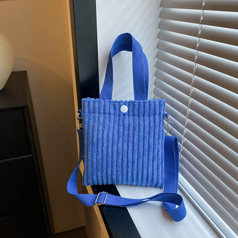 Single Shoulder Crossbody Solid Color Corduroy Simple Bag
