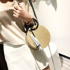 The New Small Round Bag Made Of Grass Single crossbody Bag Simple