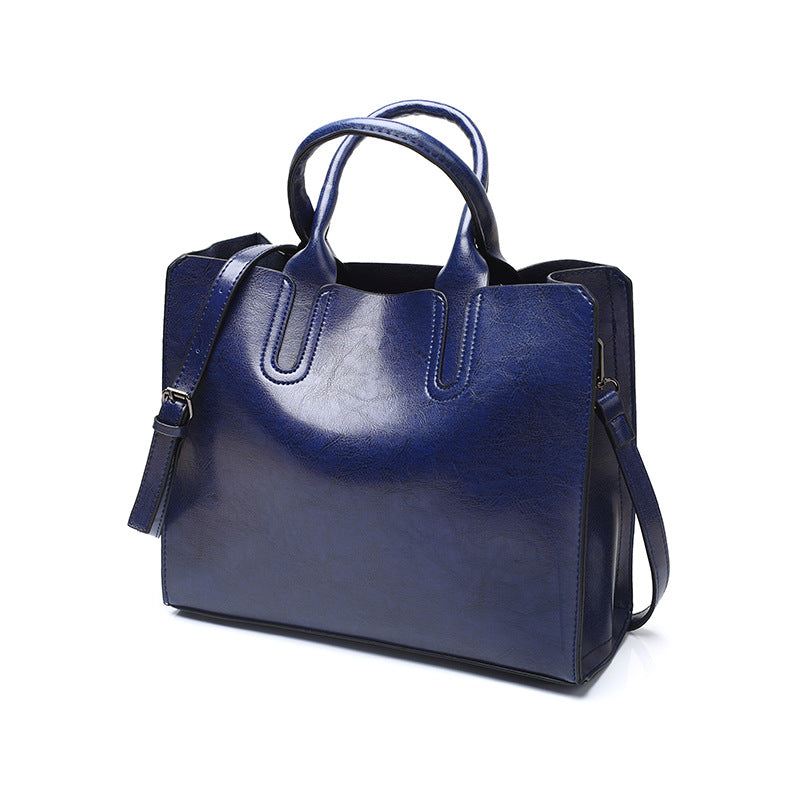 8 new color fashion handbag bag retro all-match single shoulder bag simple oil wax portable Tote Bag