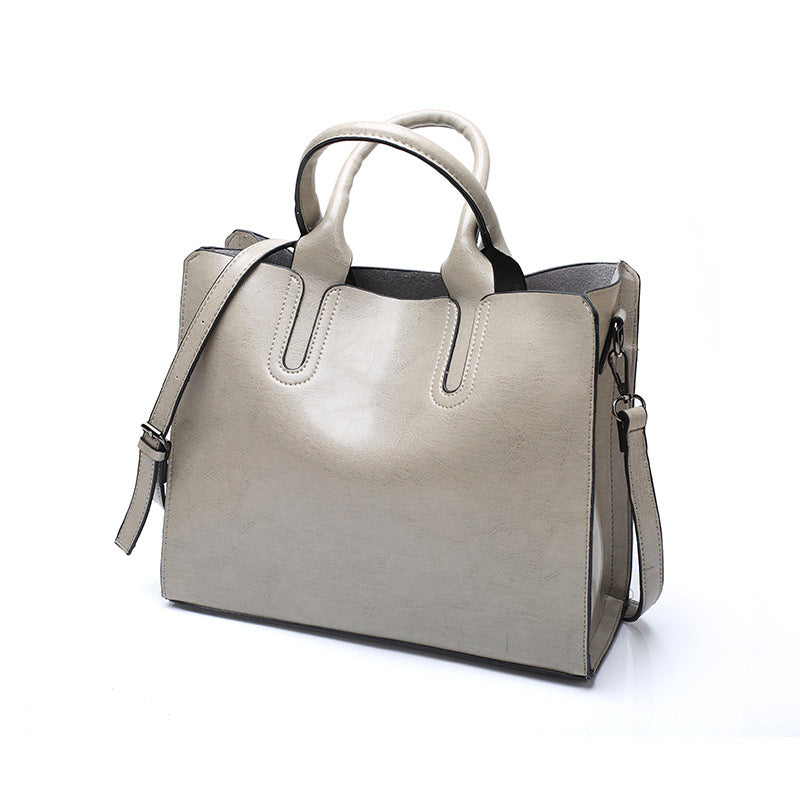 8 new color fashion handbag bag retro all-match single shoulder bag simple oil wax portable Tote Bag