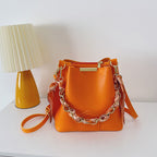 Leather crossbody Tote Bag with Chain Sling Handle