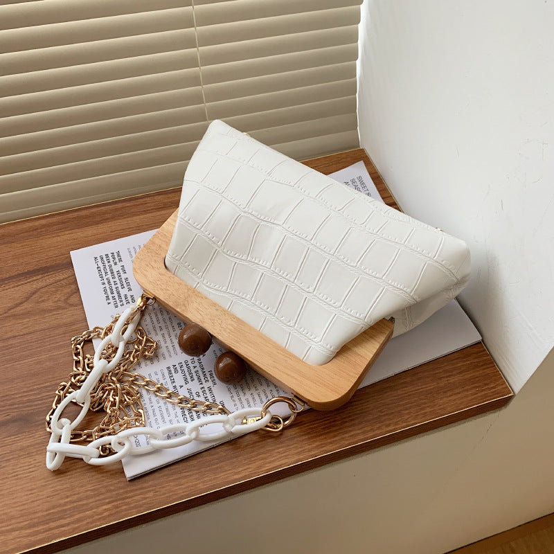 Stone Pattern Pearl One-shoulder Messenger Small Square Bag