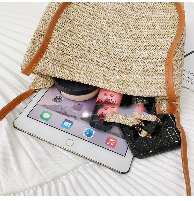 Casual Woven One-shoulder Straw Woven Bag New Portable Women