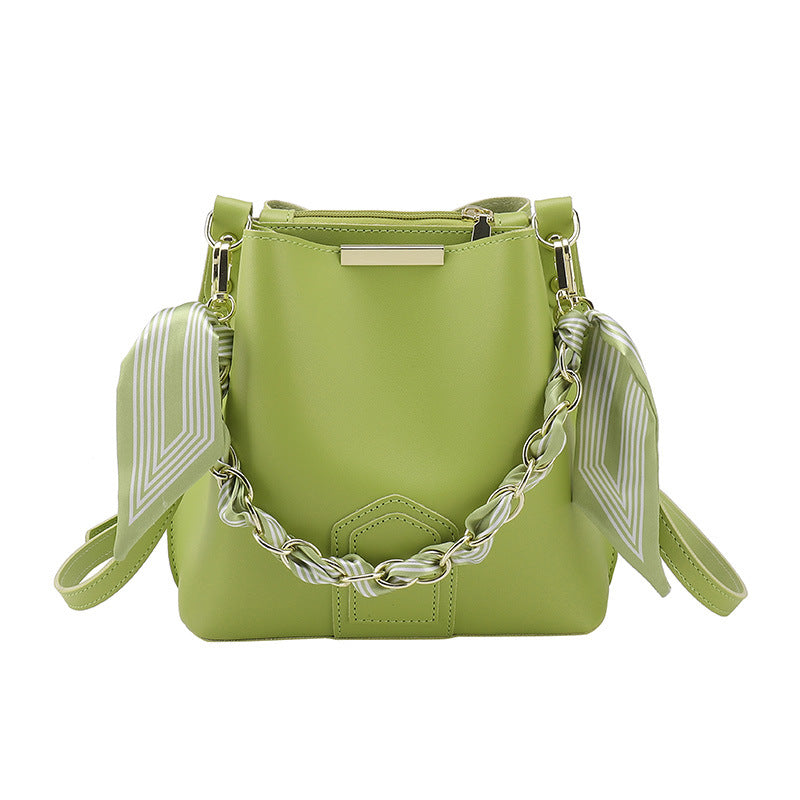 Leather crossbody Tote Bag with Chain Sling Handle